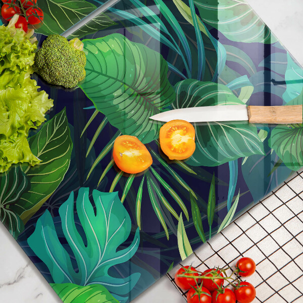 Chopping board Illustration of the jungle leaves