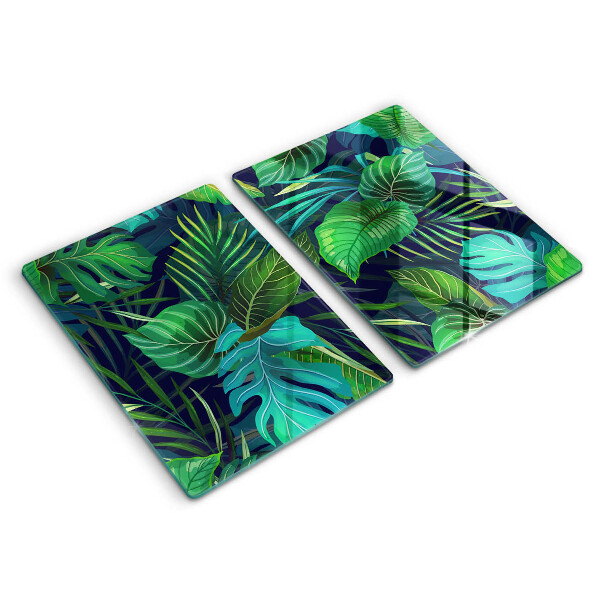 Chopping board Illustration of the jungle leaves