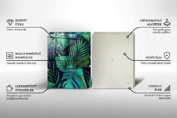 Chopping board Illustration of the jungle leaves