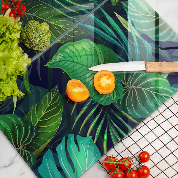 Chopping board Illustration of the jungle leaves