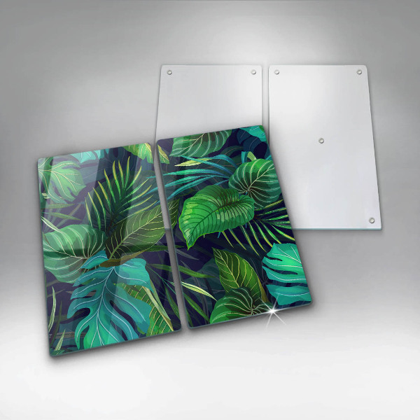 Chopping board Illustration of the jungle leaves