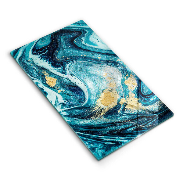 Chopping board Blue abstraction gold