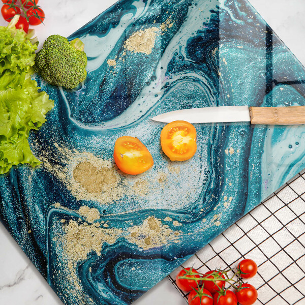 Chopping board Blue abstraction gold