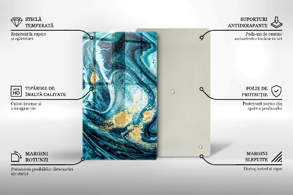 Chopping board Blue abstraction gold