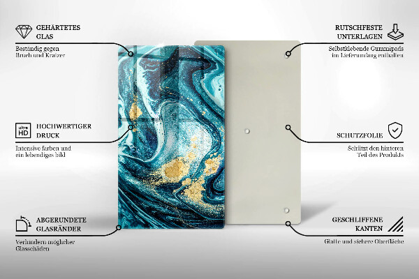 Chopping board Blue abstraction gold