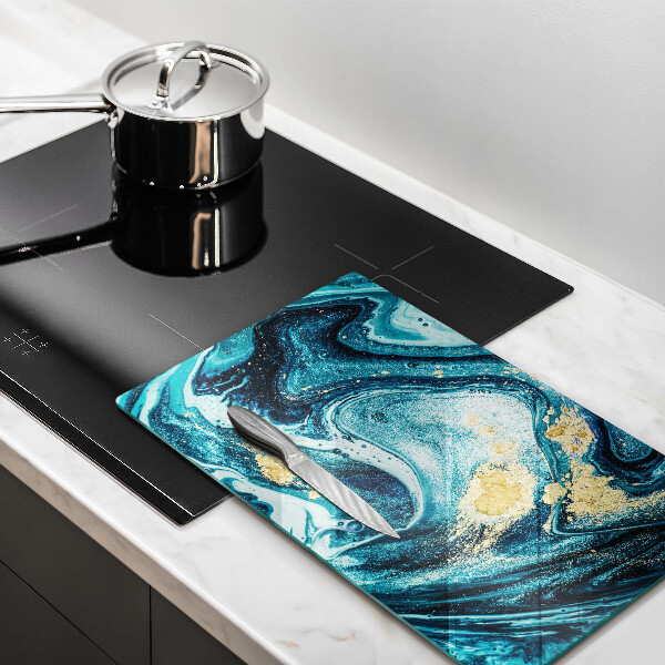 Chopping board Blue abstraction gold