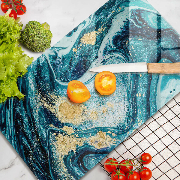 Chopping board Blue abstraction gold