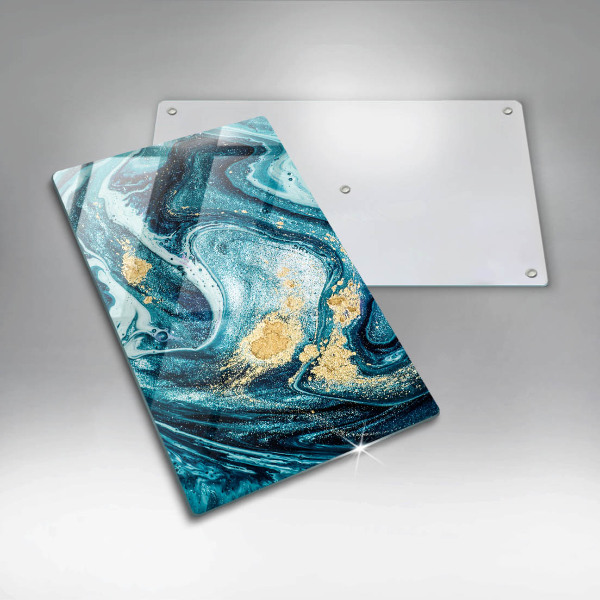 Chopping board Blue abstraction gold