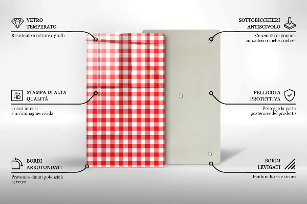 Kitchen chopping board Red white grille