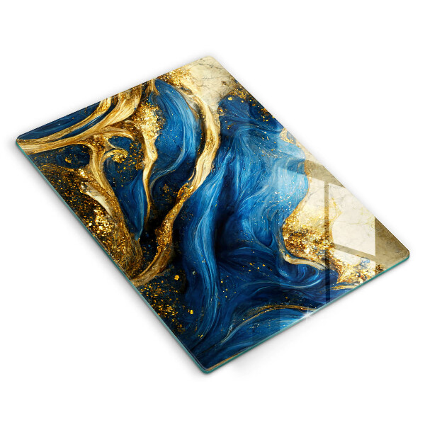 Kitchen chopping board Blue-gold marble