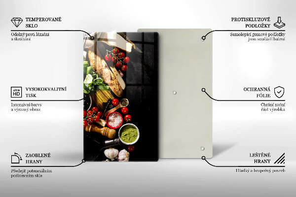Kitchen chopping board Italian ingredients and spices