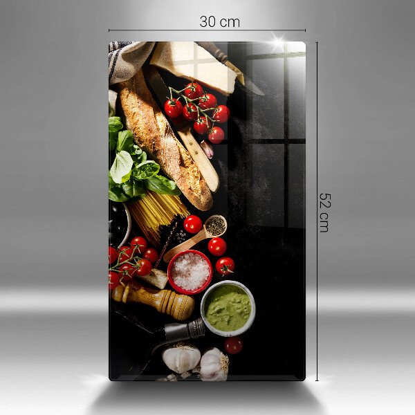 Kitchen chopping board Italian ingredients and spices