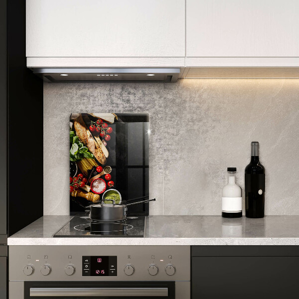 Kitchen chopping board Italian ingredients and spices