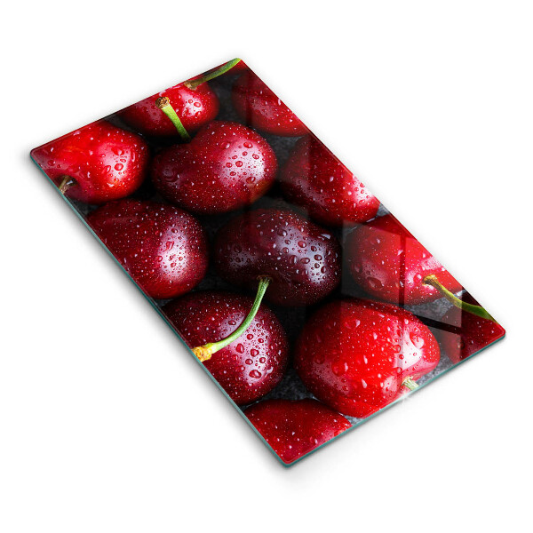 Kitchen chopping board Cherries close-up