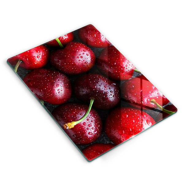 Kitchen chopping board Cherries close-up