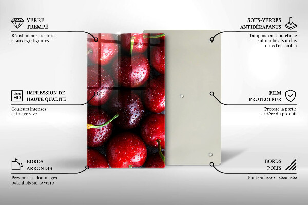 Kitchen chopping board Cherries close-up