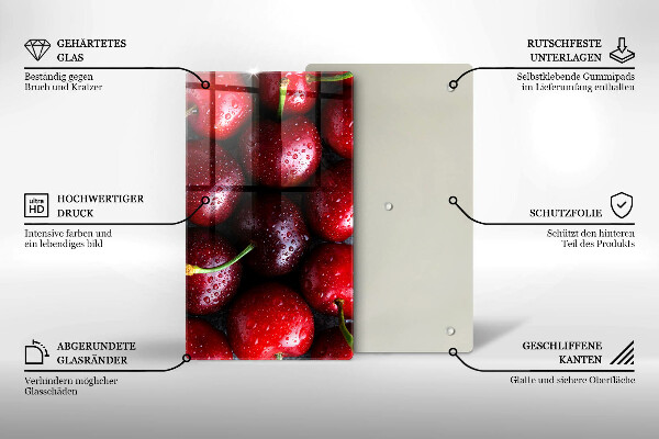 Kitchen chopping board Cherries close-up