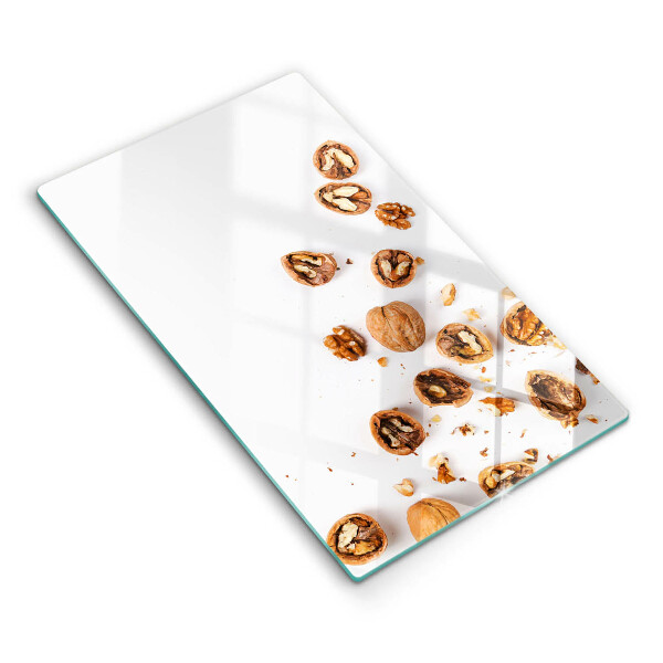 Kitchen chopping board Nuts on a white background