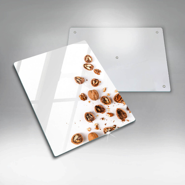 Kitchen chopping board Nuts on a white background