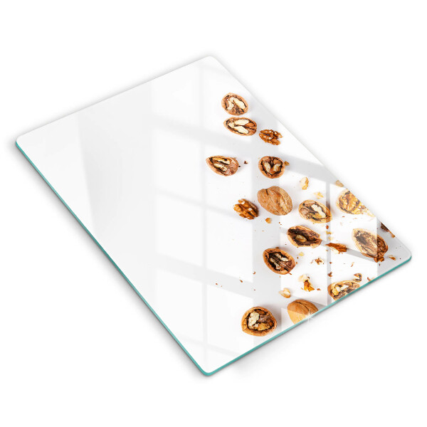 Kitchen chopping board Nuts on a white background