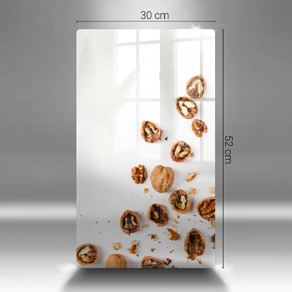 Kitchen chopping board Nuts on a white background