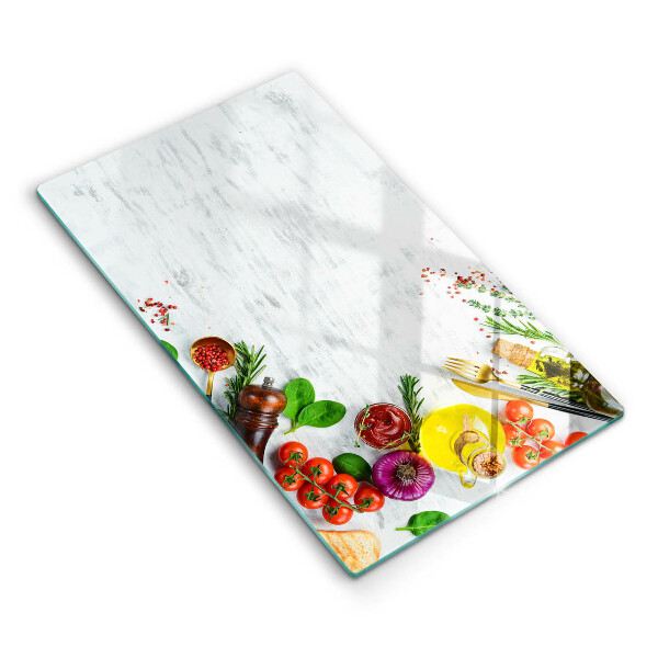 Kitchen chopping board Vegetables and spices