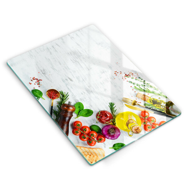 Kitchen chopping board Vegetables and spices