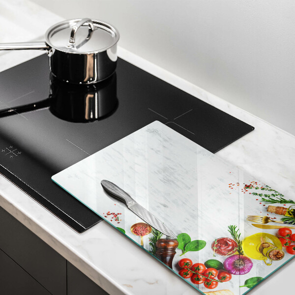 Kitchen chopping board Vegetables and spices