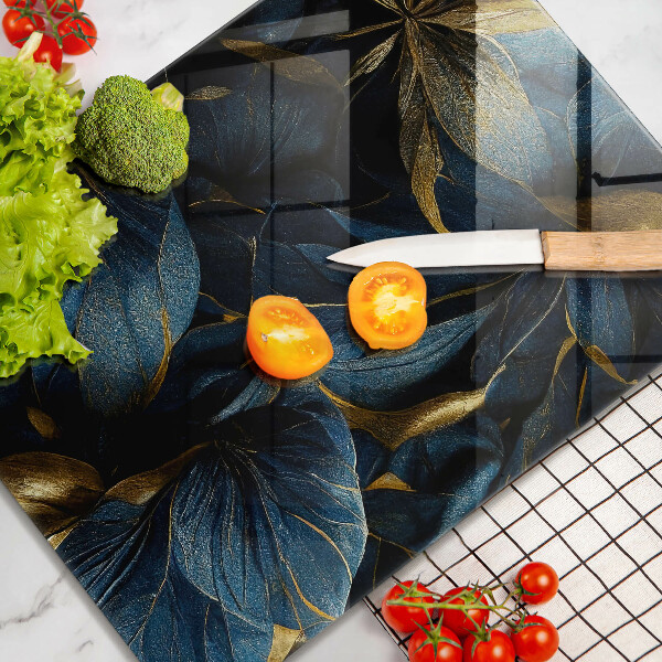 Chopping board Decorative leaves with gold