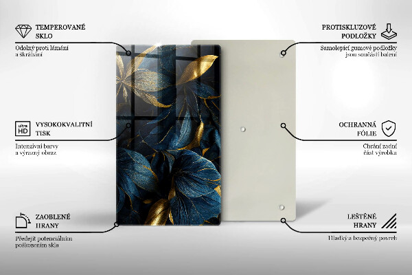 Chopping board Decorative leaves with gold