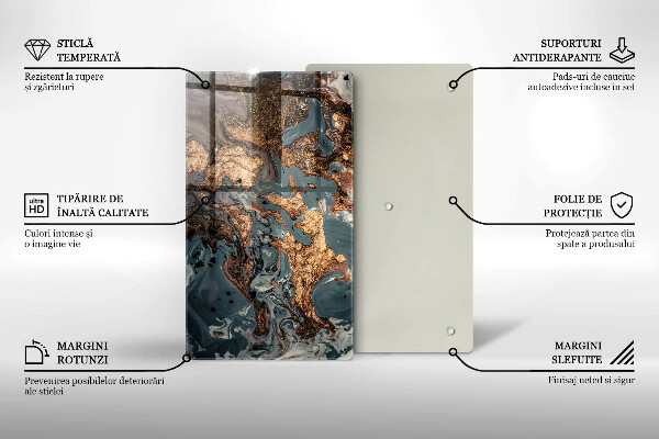 Chopping board Decorative rock with gold