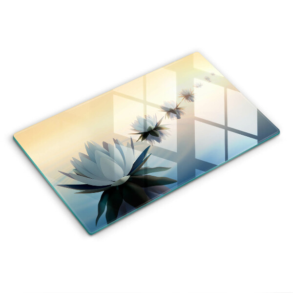 Chopping board glass Lilie flowers on the water