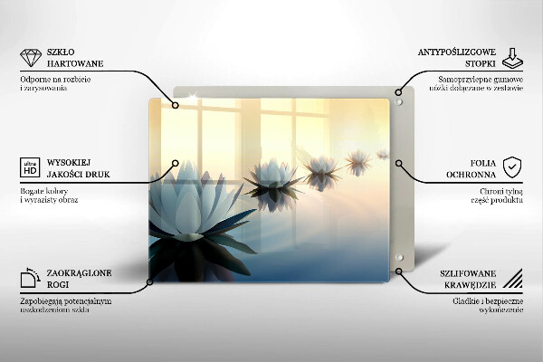 Chopping board glass Lilie flowers on the water