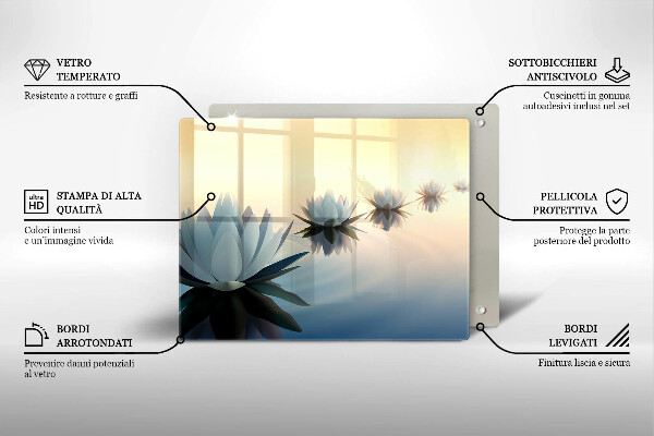 Chopping board glass Lilie flowers on the water