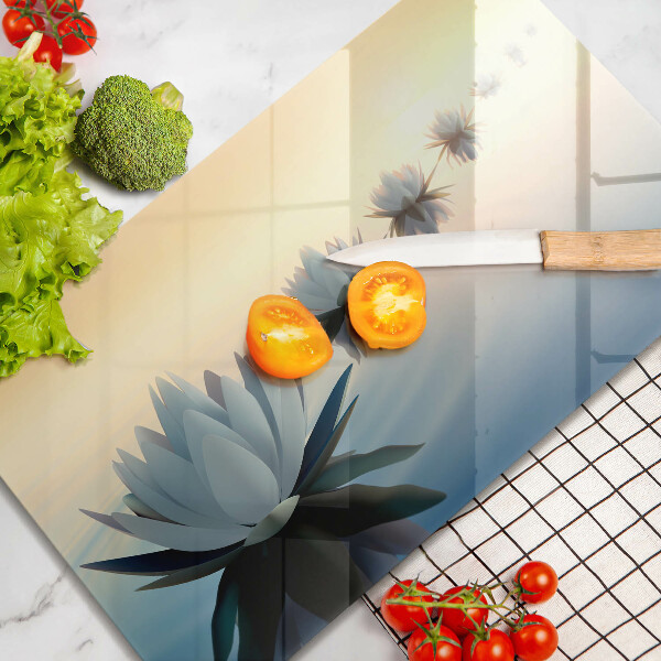 Chopping board glass Lilie flowers on the water