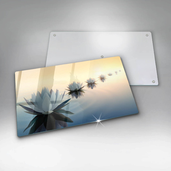 Chopping board glass Lilie flowers on the water