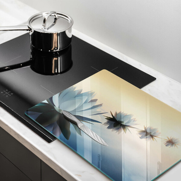 Chopping board glass Lilie flowers on the water