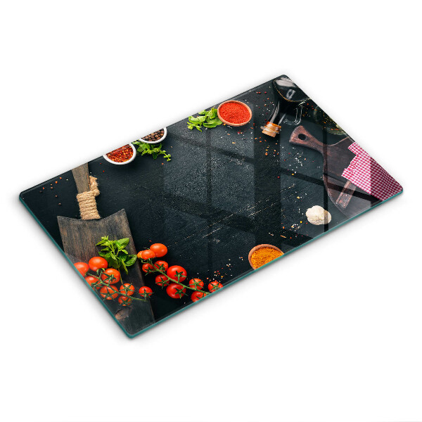 Chopping board glass Cherry tomatoes