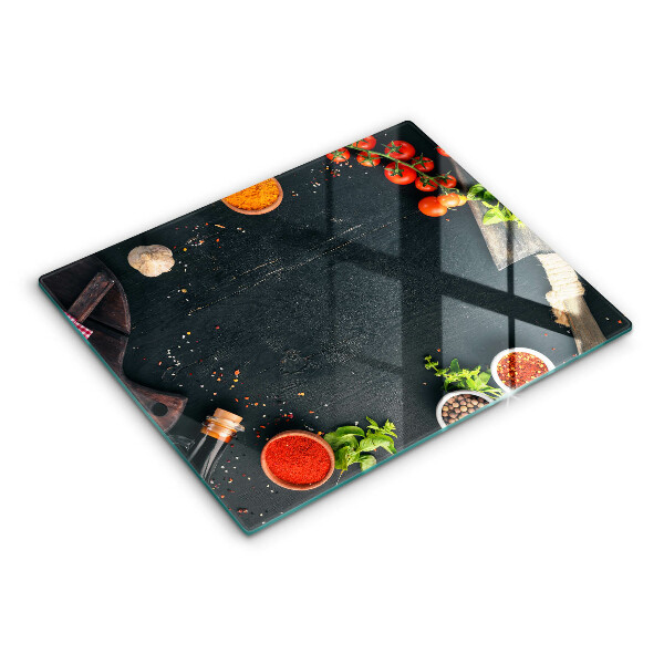 Chopping board glass Cherry tomatoes