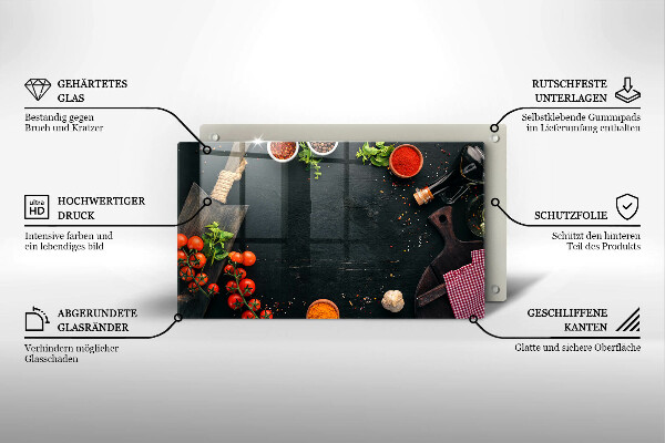 Chopping board glass Cherry tomatoes