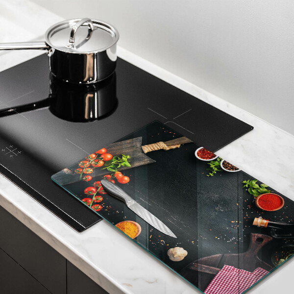 Chopping board glass Cherry tomatoes