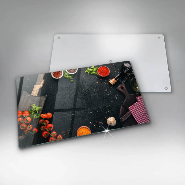 Chopping board glass Cherry tomatoes