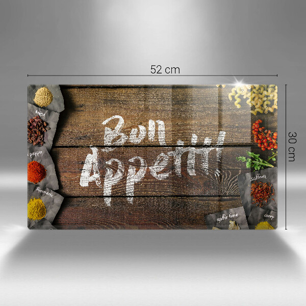Chopping board glass Boards inscription Bon Appetit