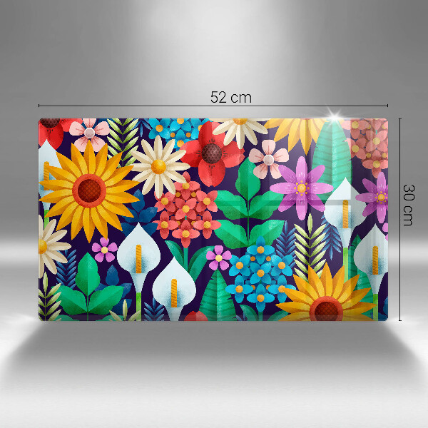 Chopping board glass Illustration meadow flowers
