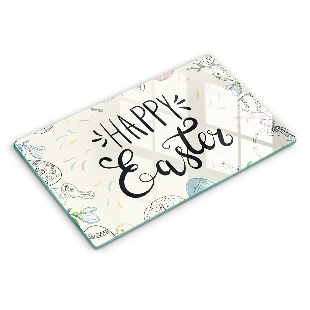 Chopping board glass Happy Easter