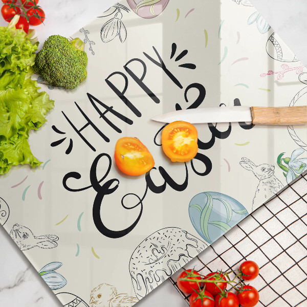 Chopping board glass Happy Easter
