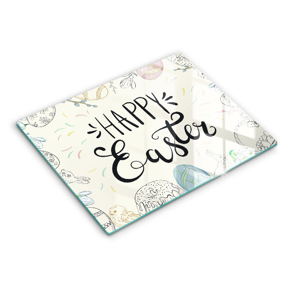 Chopping board glass Happy Easter