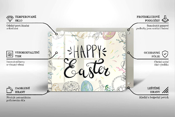 Chopping board glass Happy Easter