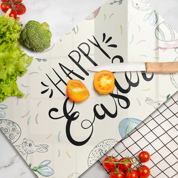 Chopping board glass Happy Easter