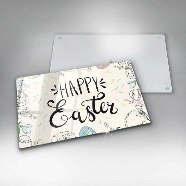 Chopping board glass Happy Easter